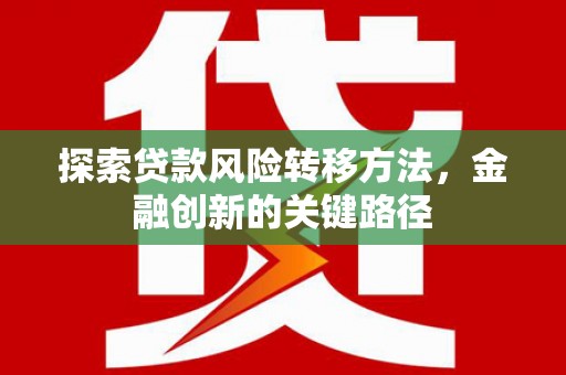 门源探索贷款风险转移方法，金融创新的关键路径