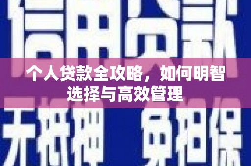 门源个人贷款全攻略，如何明智选择与高效管理